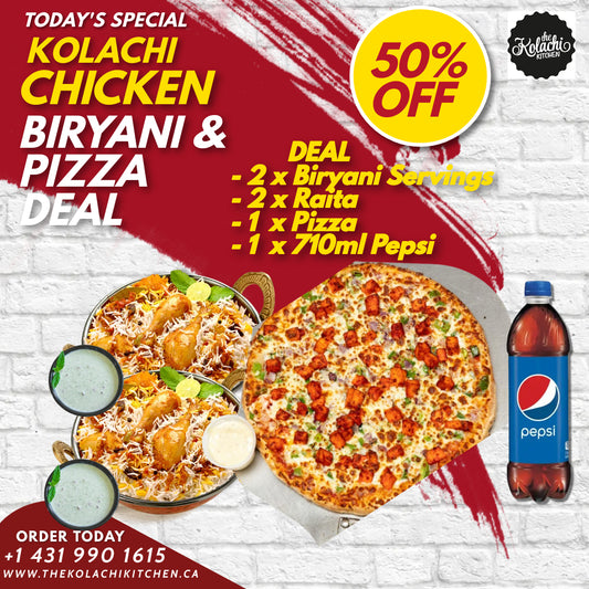 Deal- 3 (2 x Chicken Biryani + Pizza + Pepsi)