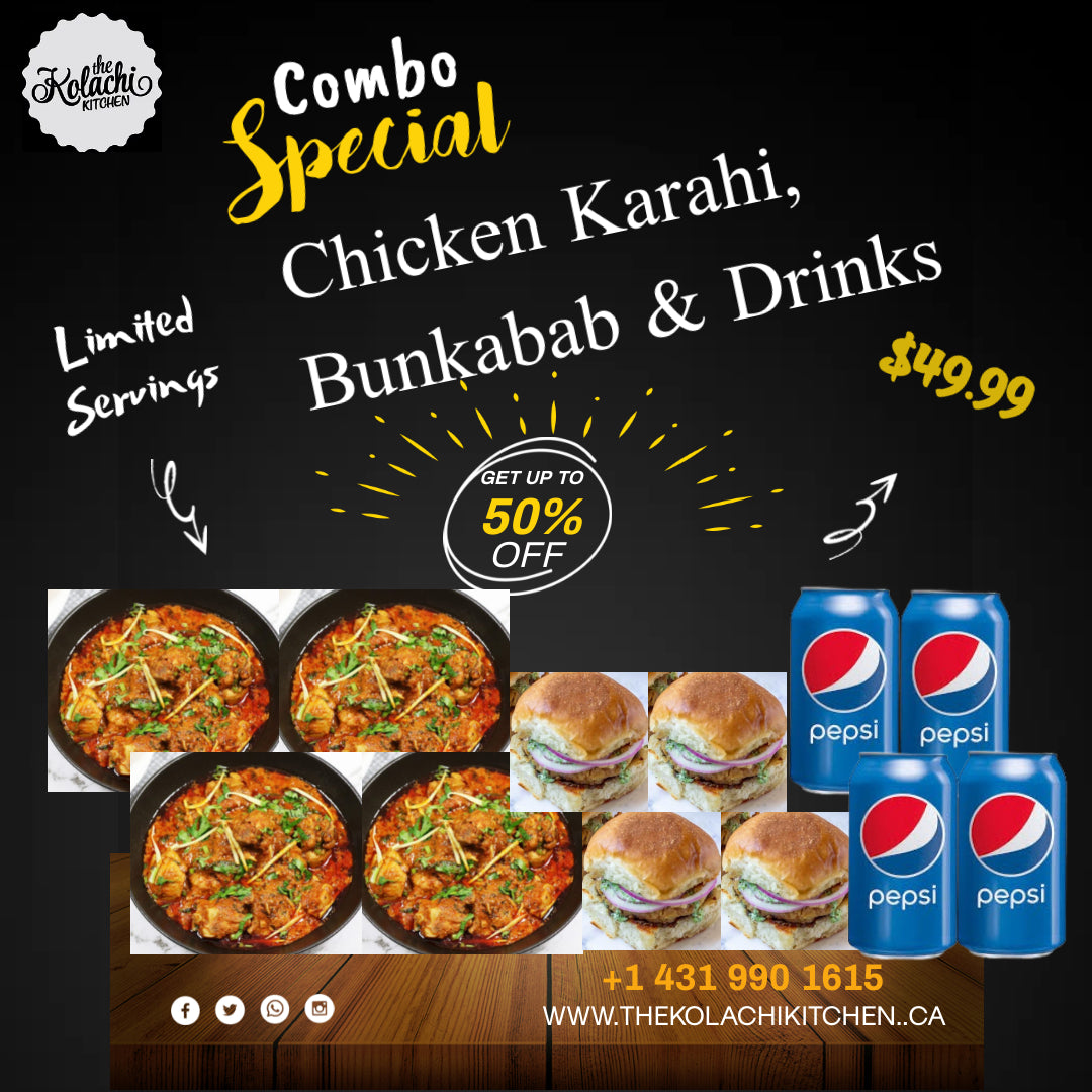 Combo Special 2 (4 x Chicken Karahi + 4 x Bunkabab + 4 x 355ml Pepsi)